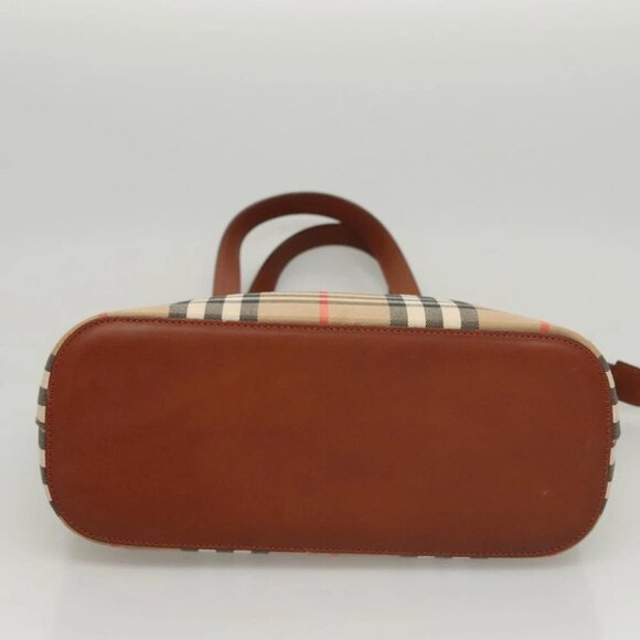 BURBERRY Nova Check Tote Bag Canvas Beige Gold Auth - Picture 8 of 15